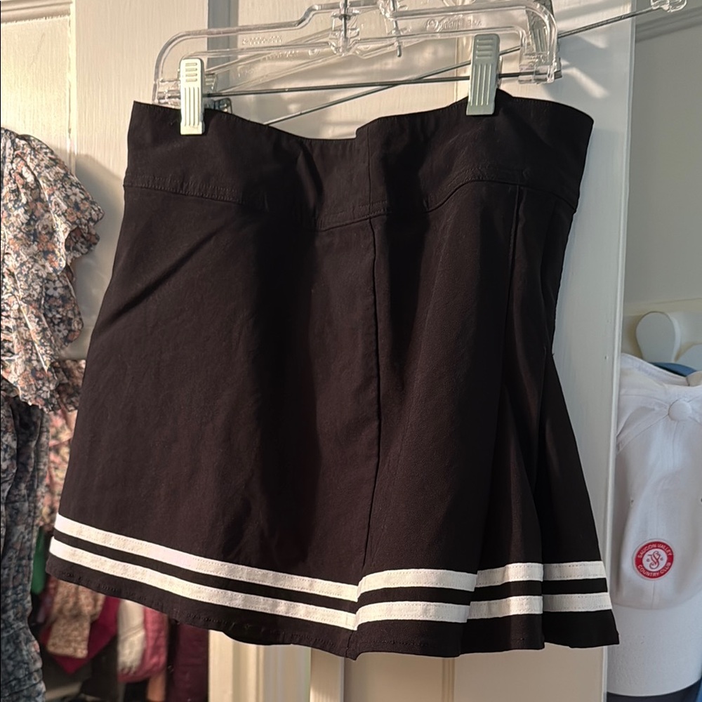 H&M Black Skater Skirt with White Stripes